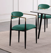 Modern Contemporary 2pcs Side Chairs Green Fabric Upholstered Ultra Stylish Chairs Set