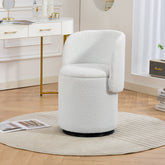 Stylish Upholstered Barrel Chair: 360° Swivel Vanity Stool for Bedroom & Dining Chair, Built-in Storage, Soft Padded Accent Seat, Multi-Functional for Dressing/Dining, Free Cat Bed Stool Included,