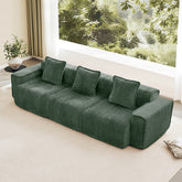 Streamlined Design Deep Seat Modular 3 Seat Boneless Sofa with French Edge Piping,No Assembly Required, Modern Modular 3-Seat Sofa Couch with Throw Pillows,Velvet Fabric Green