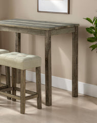Dining Room Transitional Brown 3pc Dining Set Rubber wood Table 2x Stools Tufted Seat Beige Furniture