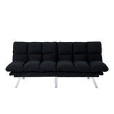 Multifunctional Sofa Bed, Foldable 2-Seater Sofa, Velvet Fabric, Suitable for Living Room & Apartments (Black)