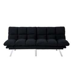 Multifunctional Sofa Bed, Foldable 2-Seater Sofa, Velvet Fabric, Suitable for Living Room & Apartments (Black)