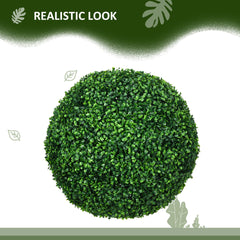 HOMCOM Set of 2 19.75 Inch Artificial Ball Boxwood Topiary Trees Balls, Indoor Outdoor Fake Plants for Home, Office & Living Room Decor