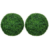 HOMCOM Set of 2 19.75 Inch Artificial Ball Boxwood Topiary Trees Balls, Indoor Outdoor Fake Plants for Home, Office & Living Room Decor