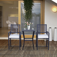 Outsunny 3pcs Patio Bar Set with Soft Cushion, Rattan Wicker Outdoor Furniture Set for Backyards, Lawn, Deck, Poolside