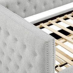 Luxurious 1pc Modern Daybed Button Tufted Nailhead Trim Bedroom Living Room Furniture Dove Gray Finish