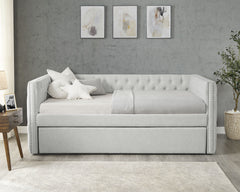 Luxurious 1pc Modern Daybed Button Tufted Nailhead Trim Bedroom Living Room Furniture Dove Gray Finish