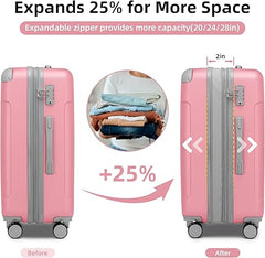 Luggage Sets 6 Piece with Duffel Bags, Hardside Expandable Suitcases with Spinner Wheels TSA Lock, Pink