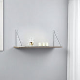 Palmer Floating Wall Decor Wall Mounted Rustic Decorative Hanging Metal Bracket Single Shelf for Books, White/Chrome