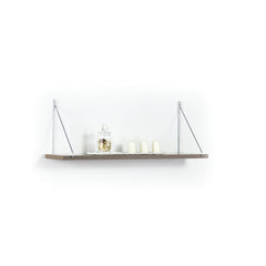 Palmer Floating Wall Decor Wall Mounted Rustic Decorative Hanging Metal Bracket Single Shelf for Books, White/Chrome