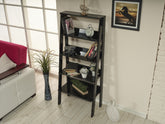 Furnish Home Store Otavio 5 Tier Modern Ladder Bookshelf Organizers, Wood Frame Bookshelf for Small Spaces in Your Living Rooms, Office Furniture Bookcase, Black