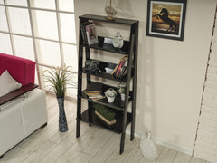 Furnish Home Store Otavio 5 Tier Modern Ladder Bookshelf Organizers, Wood Frame Bookshelf for Small Spaces in Your Living Rooms, Office Furniture Bookcase, Black