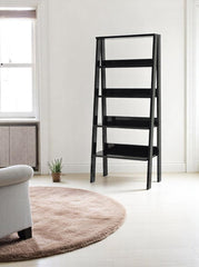 Furnish Home Store Otavio 5 Tier Modern Ladder Bookshelf Organizers, Wood Frame Bookshelf for Small Spaces in Your Living Rooms, Office Furniture Bookcase, Black