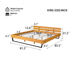 PINE WOOD BED FRAME KING SIZE,NATURAL & BLACK COLOR