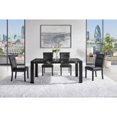 Black Dining Table and (4) Charcoal Dining Chairs