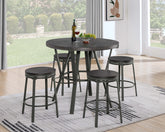 Wooden Round Dining Table with 4 Swivel Wooden Dining Stools Set