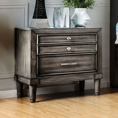 Modern Gray Finish 1pc Nightstand Solidwood Hidden Drawer Nickel Round Knob Bedside Table Bedroom