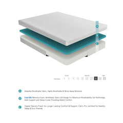 8-inch Queen Size Bed Mattress Gel-Infused Memory Foam Mattress, Firm, White, Mattress in a Box