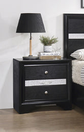 Modern Luxury 1pc Glam 2-Drawer Nightstand End Table Pullout Jeweler Tray Silver Panel Bedroom Solid Wood Wooden Furniture