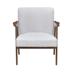 Modern Home Furniture Gray Fabric Upholstery 1pc Accent Chair Brown Finish Solid Rubberwood Contemporary Cushion Seat