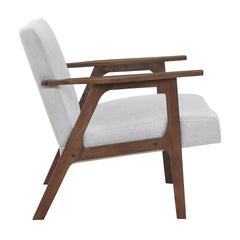 Modern Home Furniture Gray Fabric Upholstery 1pc Accent Chair Brown Finish Solid Rubberwood Contemporary Cushion Seat