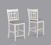 2pc Counter Height Upholstered Pub Chairs Dining Room Wooden Solid Wood Furniture Chalk Gray