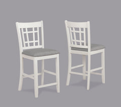 2pc Counter Height Upholstered Pub Chairs Dining Room Wooden Solid Wood Furniture Chalk Gray