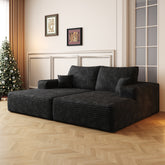 74.8" Modern Sofa bed With Dual sleeper, lounger for moviebonus room,No Assembly Required,Black (Plush Corduroy Fabric)