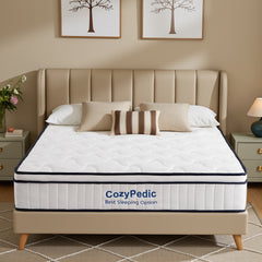 10 Inch King Size Medium Firm Mattress, Memory Foam with Pocket Springs for Back Pain Relief & Pressure Relief, Cooling Antibacterial Cover, CertiPUR-US Certified, White(75.98"x 79.92"x 9.84")