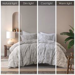 3 Piece Cotton Jacquard Duvet Set-Full/Queen