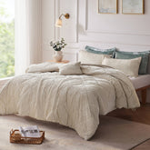 3 PCS Twin/Twin XL Velvet Duvet Cover Set with Throw Pillow Champagne