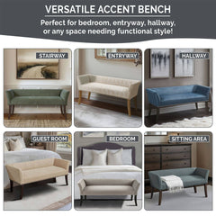 Welburn Upholstered Bench Cream
