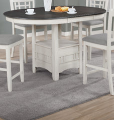1pc Casual Counter Height Kitchen 18" Extendable Leaf Storage Table Pedestal Base Design Wooden Dining Room Two-Tone Finish Chalk Grey