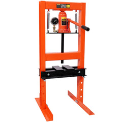 6Ton Bottle Jack Shop Press with Gauge, Bend, Straighten, or Press Parts, Install Bearings, U-Joints, Bushings, Ball Joints, and Pulleys,Orange