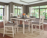 Dining Room Rustic Style Antique White 5pc Dining Set Counter Height Table w Shelf Unique High Chairs Furniture