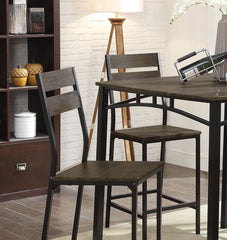Dining Room Industrial Style Antique Brown 5pc Dining Set Counter Height Table 4x High Chairs Metal
