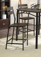 Dining Room Industrial Style Antique Brown 5pc Dining Set Counter Height Table 4x High Chairs Metal