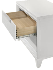 Contemporary White Textured Finish 2-Drawer Storage Nightstand Wooden Bedroom Furniture