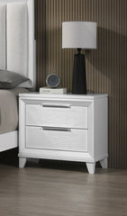Contemporary White Textured Finish 2-Drawer Storage Nightstand Wooden Bedroom Furniture