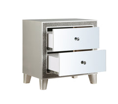 Glam Style Bedroom Furniture 1pc Nightstand with 2x Drawers Mirrored Front Champagne Finish