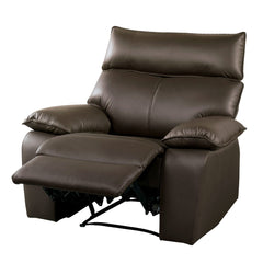 Manual Recliner Chair Arms Pillow Top Flange Trim Brown Finish High Density Foam Contemporary Style