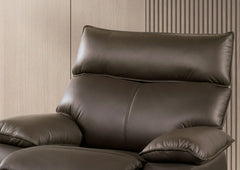 Manual Recliner Chair Arms Pillow Top Flange Trim Brown Finish High Density Foam Contemporary Style