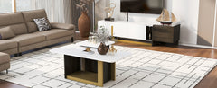 VIBE HAUS Modern Light Luxury TV Stand and Coffee Table Set of 2, Modern TV Console,Wood Center Tables with Spacious Top, Storage Cabinet & Open Adjustable Shelves for Living Room