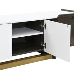 VIBE HAUS Modern Light Luxury TV Stand and Coffee Table Set of 2, Modern TV Console,Wood Center Tables with Spacious Top, Storage Cabinet & Open Adjustable Shelves for Living Room