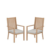 Set of 2 23" All-Weather Aluminum Patio Dining Chairs with Light Gray Cushions and Khaki Frame