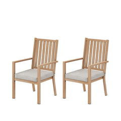 Set of 2 23" All-Weather Aluminum Patio Dining Chairs with Light Gray Cushions and Khaki Frame