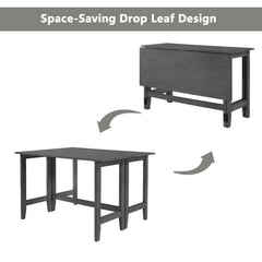 TOPMAX Farmhouse Wood Extendable Dining Table with Drop Leaf for Small Places, Gray
