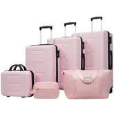 6 Piece Luggage Set,Lightweight Hardshell Suitcase with Double Spinner Wheels Handle Password Lock,14 IN Cosmetic Case 20/24/28 IN Luggages with Duffel Bag and Toiletry Bag