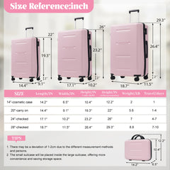 6 Piece Luggage Set,Lightweight Hardshell Suitcase with Double Spinner Wheels Handle Password Lock,14 IN Cosmetic Case 20/24/28 IN Luggages with Duffel Bag and Toiletry Bag