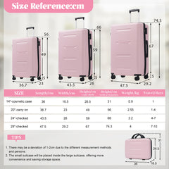 6 Piece Luggage Set,Lightweight Hardshell Suitcase with Double Spinner Wheels Handle Password Lock,14 IN Cosmetic Case 20/24/28 IN Luggages with Duffel Bag and Toiletry Bag